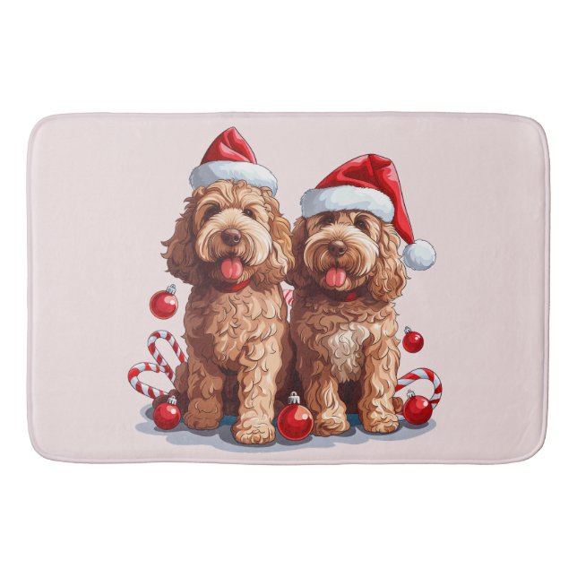 Tapis De Bain Chiens de Noël Goldendoodle (Devant)