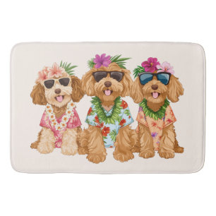 Tapis De Bain Chiens Goldendoodle Hawaïens Lei de fleurs