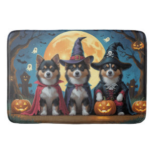 Tapis De Bain Chiens lapons finlandais Citrouille Halloween drôl