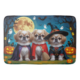 Tapis De Bain Chiens Pekingese Citrouille Halloween drôle