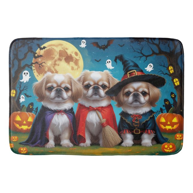 Tapis De Bain Chiens Pekingese Citrouille Halloween drôle (Devant)