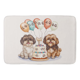 Tapis De Bain Chiens Shih Tzu d'anniversaire Gâteau d'anniversai
