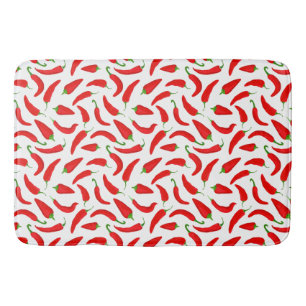 Tapis De Bain Chili poivre rouge et blanc