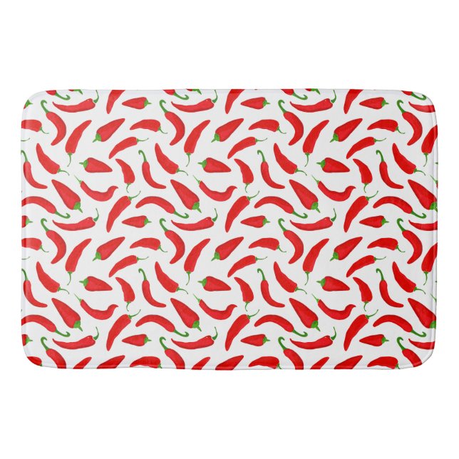 Tapis De Bain Chili poivre rouge et blanc (Devant)