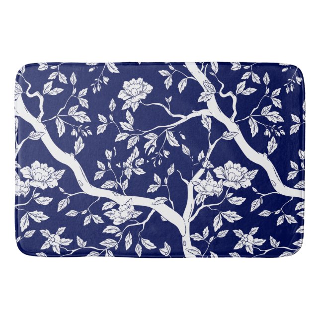 Tapis De Bain Chinoiserie bleue et blanche (Devant)