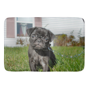 Tapis De Bain Chiot en carlin noir