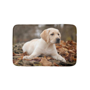 Tapis De Bain Chiot jaune du Labrador à l'automne