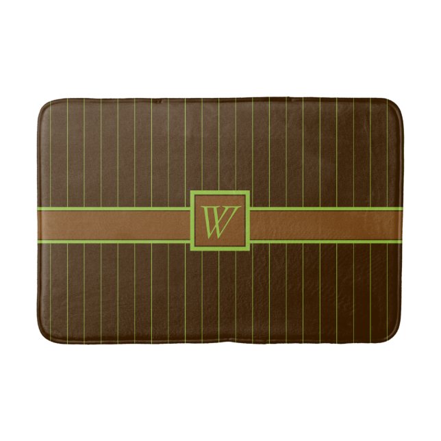 Tapis De Bain Chocolat avec purée de chaux Pinstripes Mat (Devant)