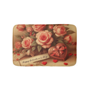 Tapis De Bain Chocolats et fleurs de la Saint-Valentin vintage