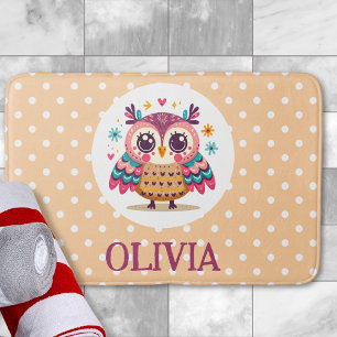Tapis De Bain Chouette fantaisiste colorée mignonne
