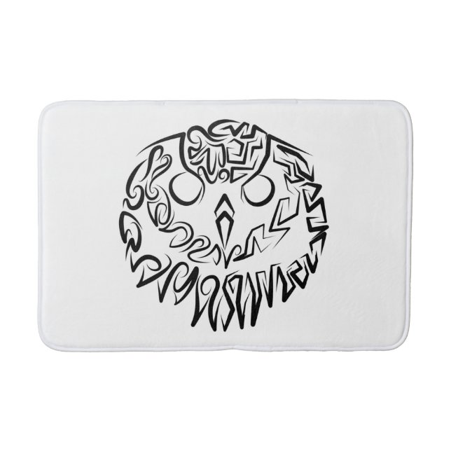 Tapis De Bain Chouette tribale noire et blanche (Devant)
