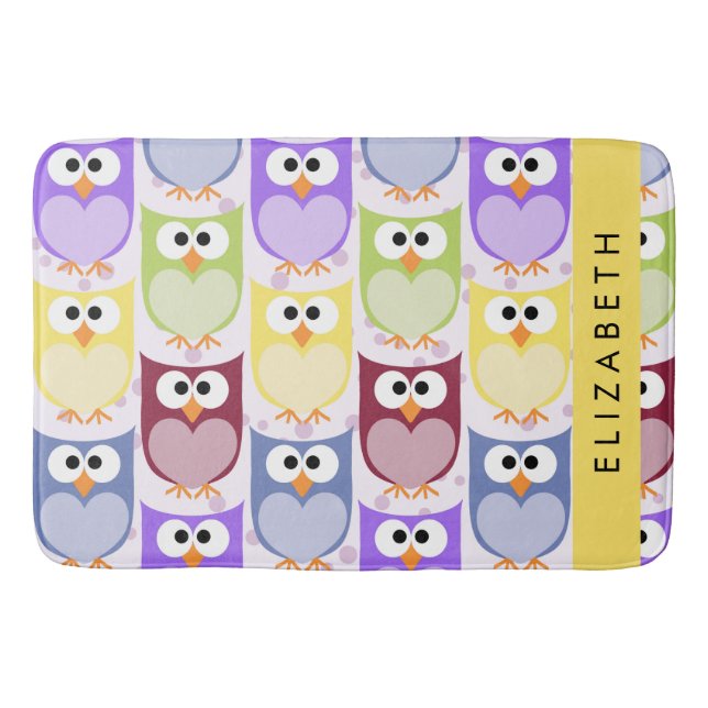 Tapis De Bain Chouettes mignonnes, Chouette Motif, Chouettes col (Devant)
