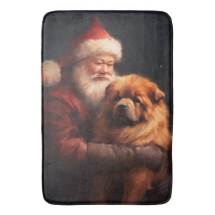 Tapis De Bain Chow Chow avec Noël Festif du Père Noël