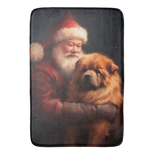 Tapis De Bain Chow Chow avec Noël Festif du Père Noël (devant Vertical)