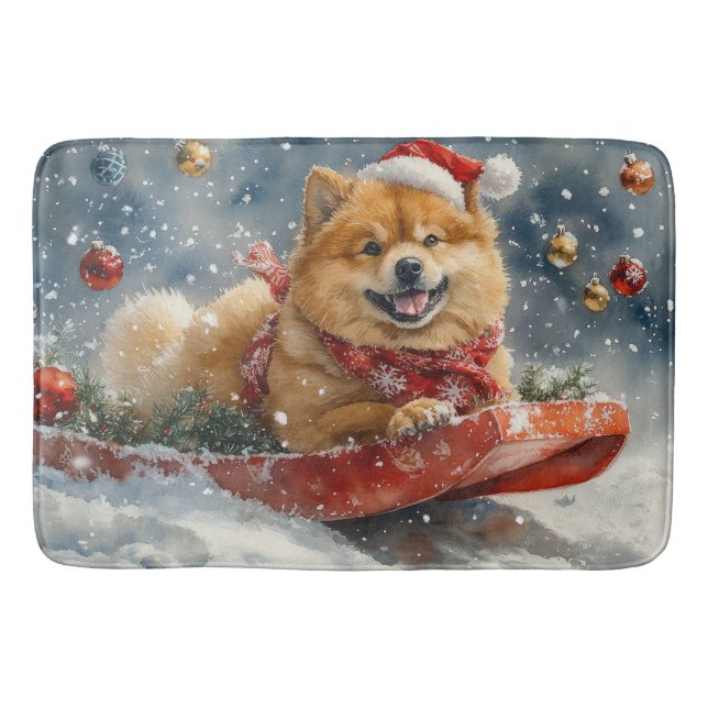 Tapis De Bain Chow Chow Dog in Sledge Let's neige Christmas (Devant)