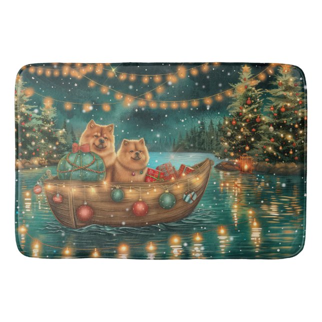 Tapis De Bain Chow Chow Noël Festive Voyage (Devant)