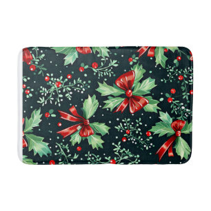 Tapis De Bain Christmas Holly Berry Motif