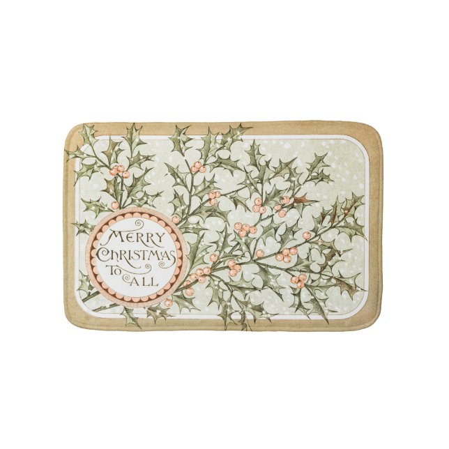 Tapis De Bain Christmas Holly Jolie Antique Salutation (Devant)