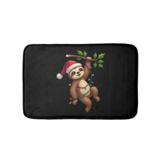 Tapis De Bain Christmas Lights Sloth Wearing Xmas Hat - Sloth Lo