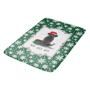 Tapis De Bain Christmas Père Noël Black Labrador Retriever Cute