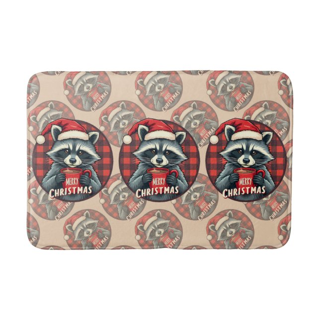 Tapis De Bain Christmas Raccoon Cocoa Cheer (Devant)