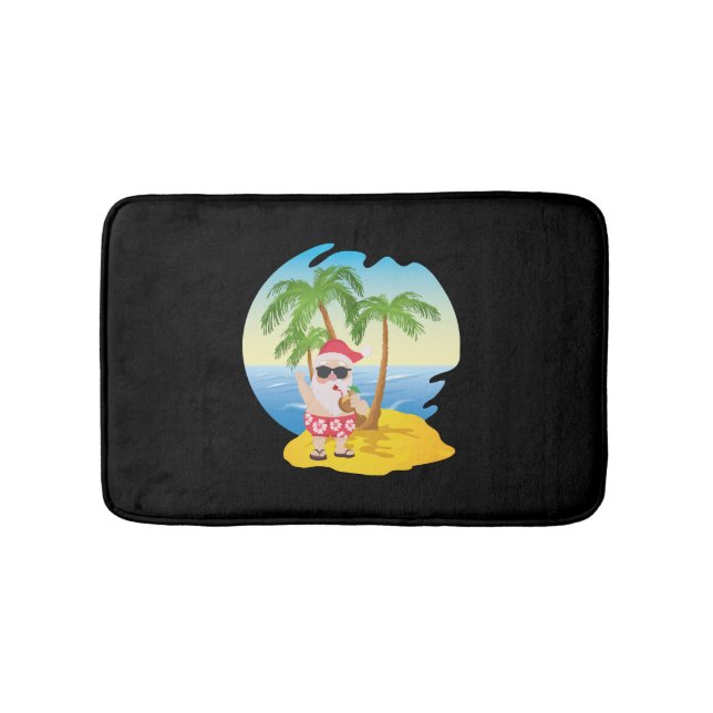 Tapis De Bain Christmas Tropical Beach Funny Santa Claus (Devant)