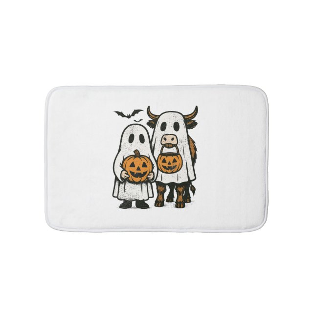 Tapis De Bain Chute Cute Vache Highland Ghost Halloween (Devant)