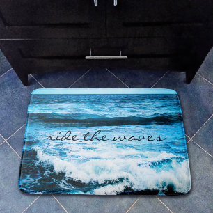 Tapis De Bain Citation des vagues Hawaii Blue Ocean Photo