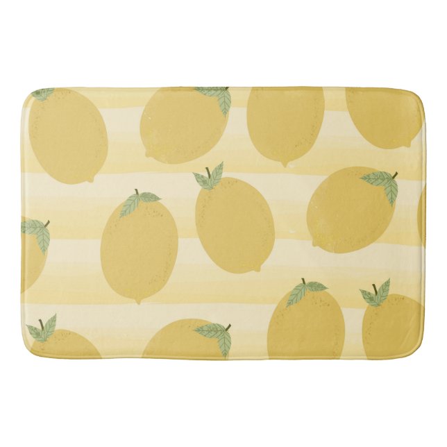 Tapis De Bain Citrons jaunes Fruits d'été Aquarelle amusante (Devant)