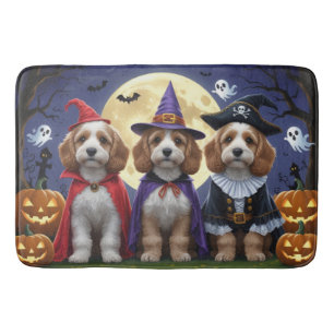 Tapis De Bain Citrouille de chien Cockapoo Halloween drôle