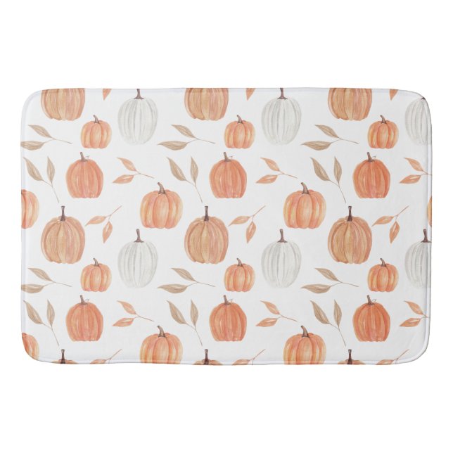 Tapis De Bain Citrouille et Feuille d'automne (Devant)