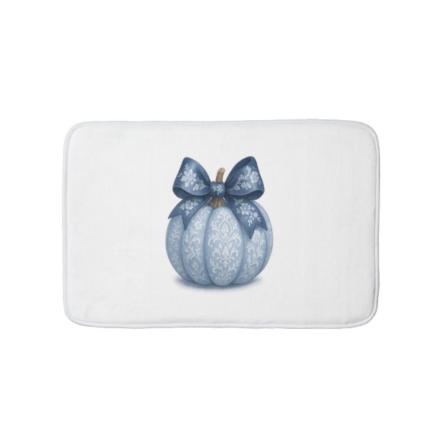 Tapis De Bain Citrouille Floral Bleu (Devant)