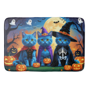 Tapis De Bain Citrouille russe Blue Cats Halloween drôle