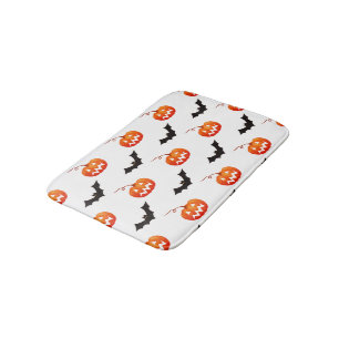 Tapis De Bain Citrouilles et chauves-souris d'Halloween, Trou ou