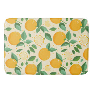 Tapis De Bain Citrus citron jaune motif de fruits tropicaux