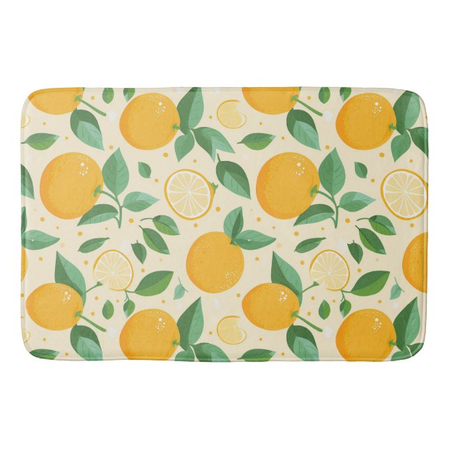 Tapis De Bain Citrus citron jaune motif de fruits tropicaux (Devant)
