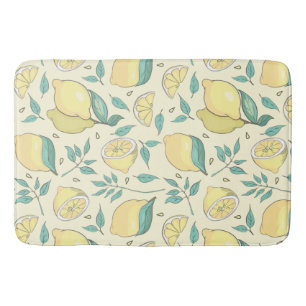 Tapis De Bain Citrus de citron moderne jaune d'été Personnalisé