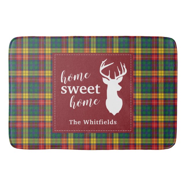 Tapis De Bain Clan de Noël personnalisé Clan Buchanan Plaid (Devant)