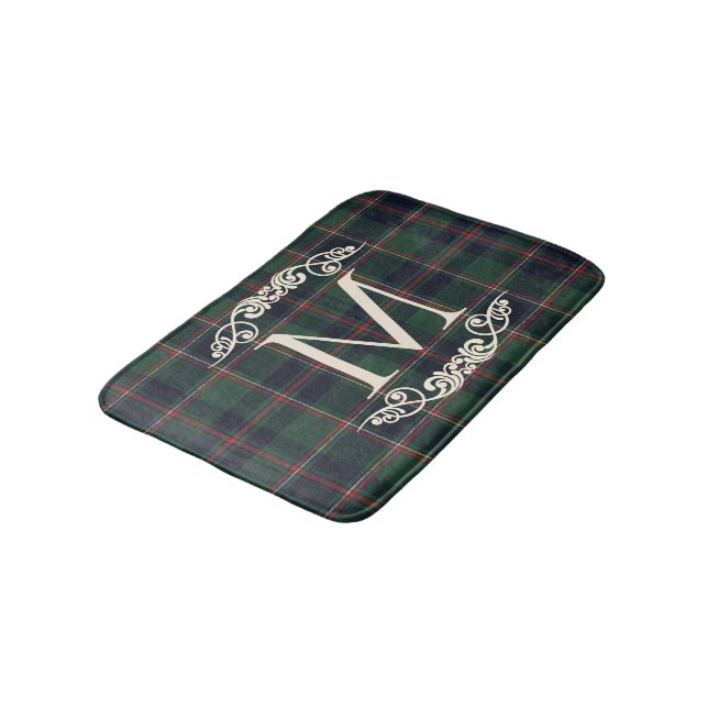 Tapis De Bain Classic Dark Blue Red Green Plaid Pattern (Angle)