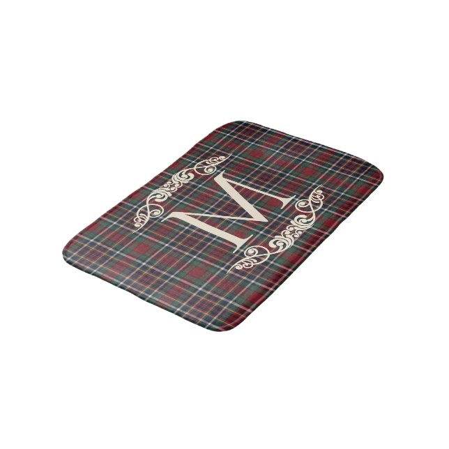 Tapis De Bain Classic Red Dark Blue Green Plaid Pattern (Angle)
