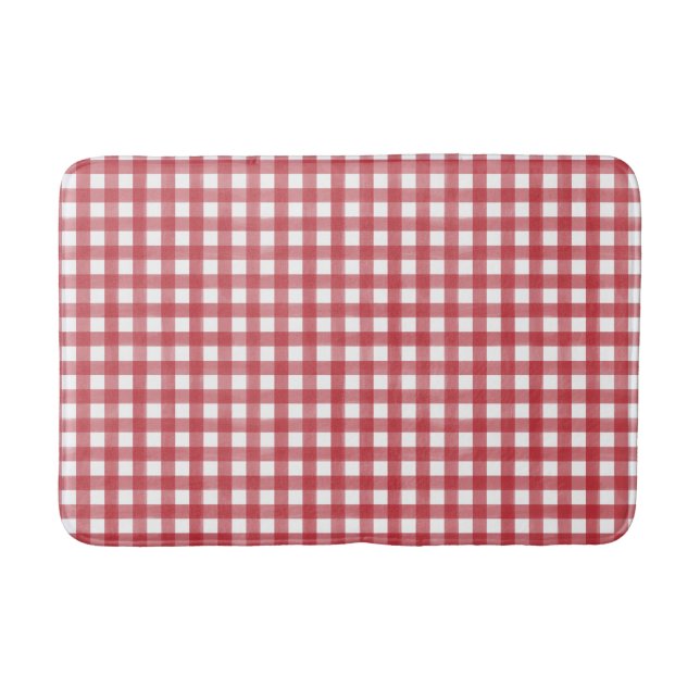 Tapis De Bain Classic Rouge et Blanc En vichy Plaid Motif (Devant)
