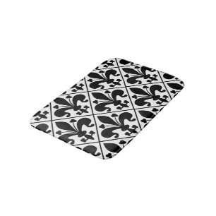 Tapis De Bain Classique noir et blanc de Fleur de Lis French