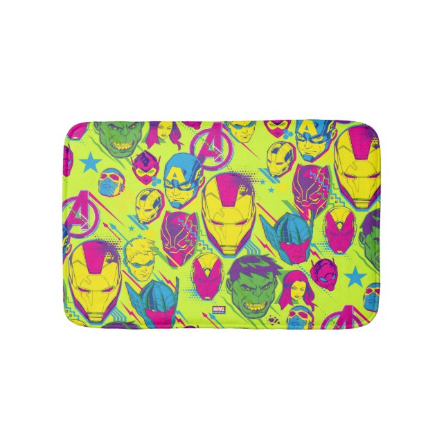 Tapis De Bain Classiques des Avengers | Visages Néon de l'Avenge (Devant)