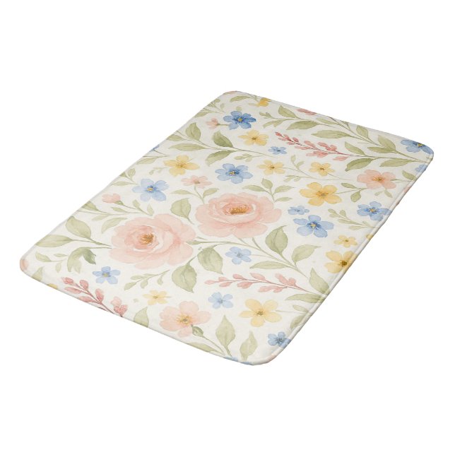 Tapis De Bain Classy Shabby Chic Floral Motif (Angle)