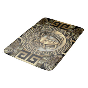 Tapis De Bain Clé grecque de Méduse dorée 