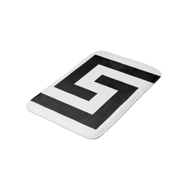 Tapis De Bain Clé grecque moderne Noir simple (Angle)