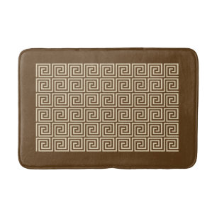 Tapis De Bain Clé grecque Motif, Chocolat Brown et Tan