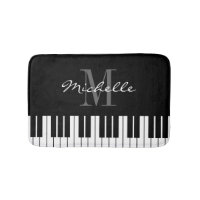 Clés de piano noir et blanc mat de bain monogrammé