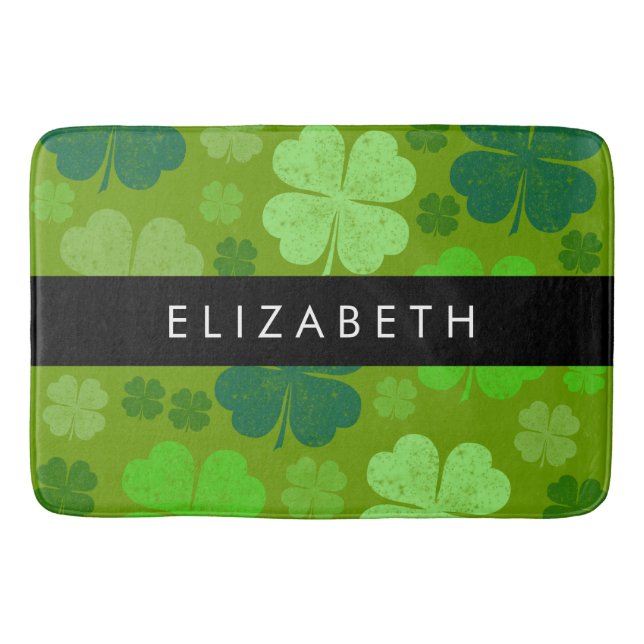 Tapis De Bain Cloches Vertes, Cloches Lucky, Votre Nom (Devant)