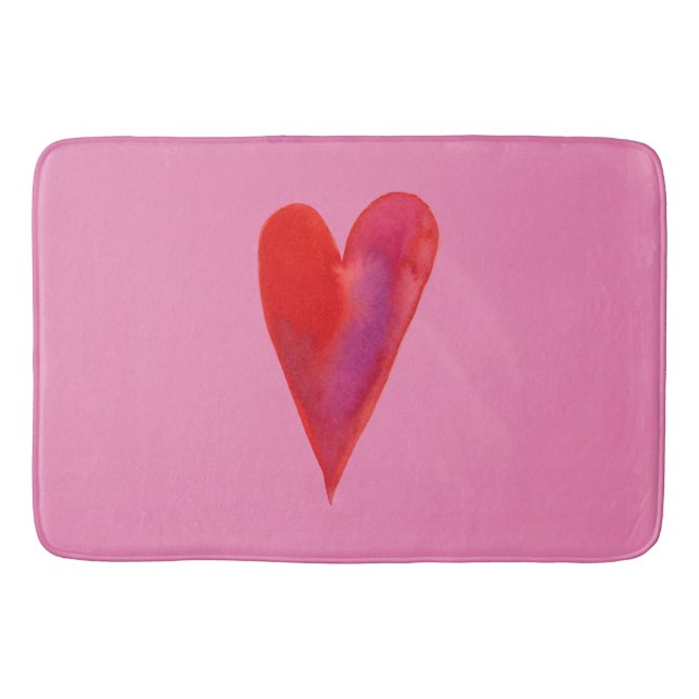 Tapis De Bain Coeur d'aquarelle minimaliste (Devant)